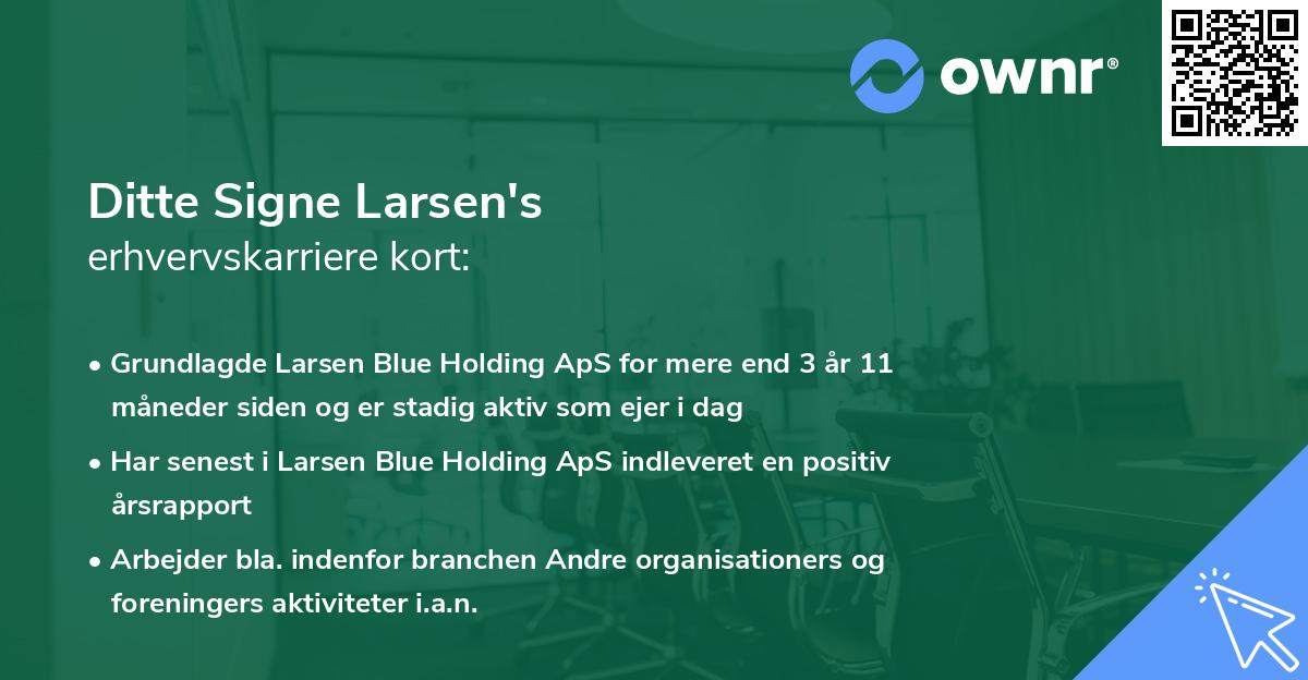 Ditte Signe Larsen's erhvervskarriere kort