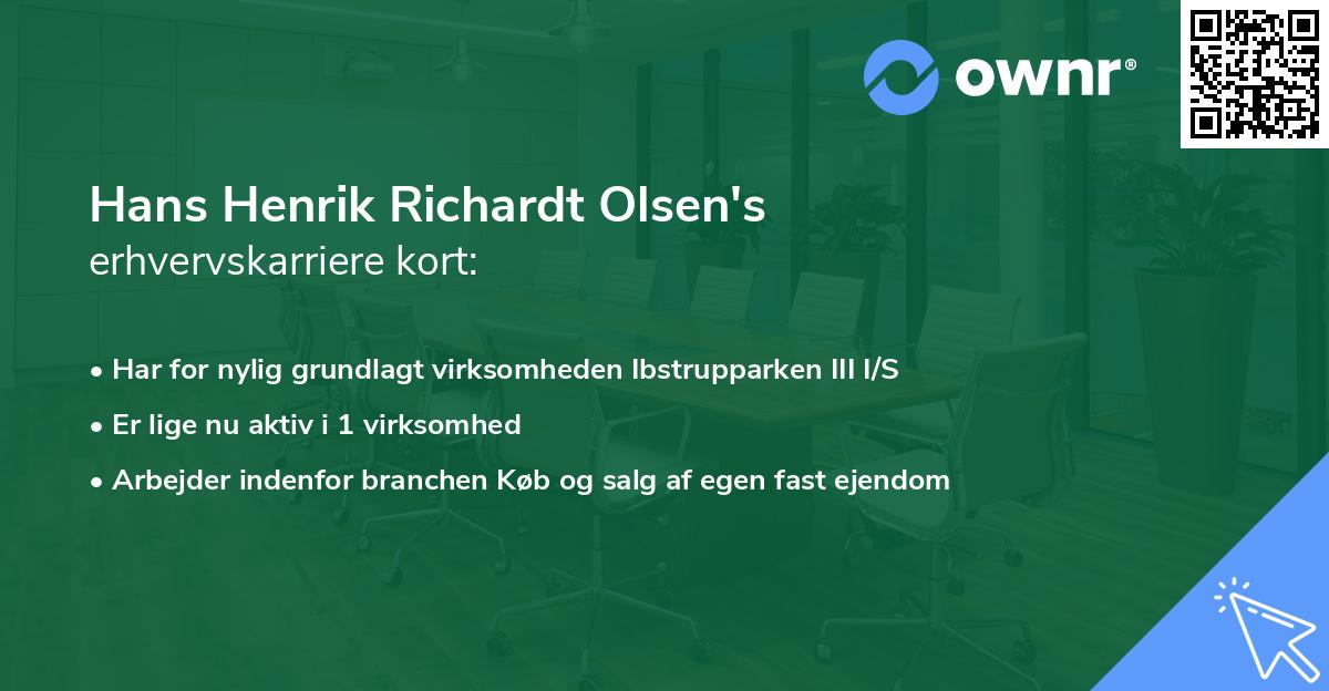 Hans Henrik Richardt Olsen's erhvervskarriere kort