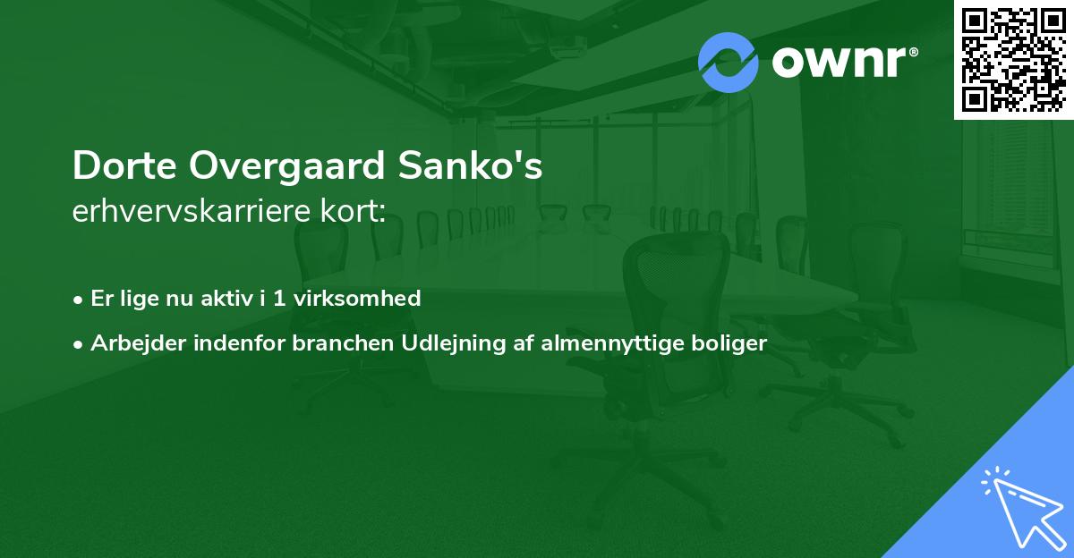 Dorte Overgaard Sanko's erhvervskarriere kort