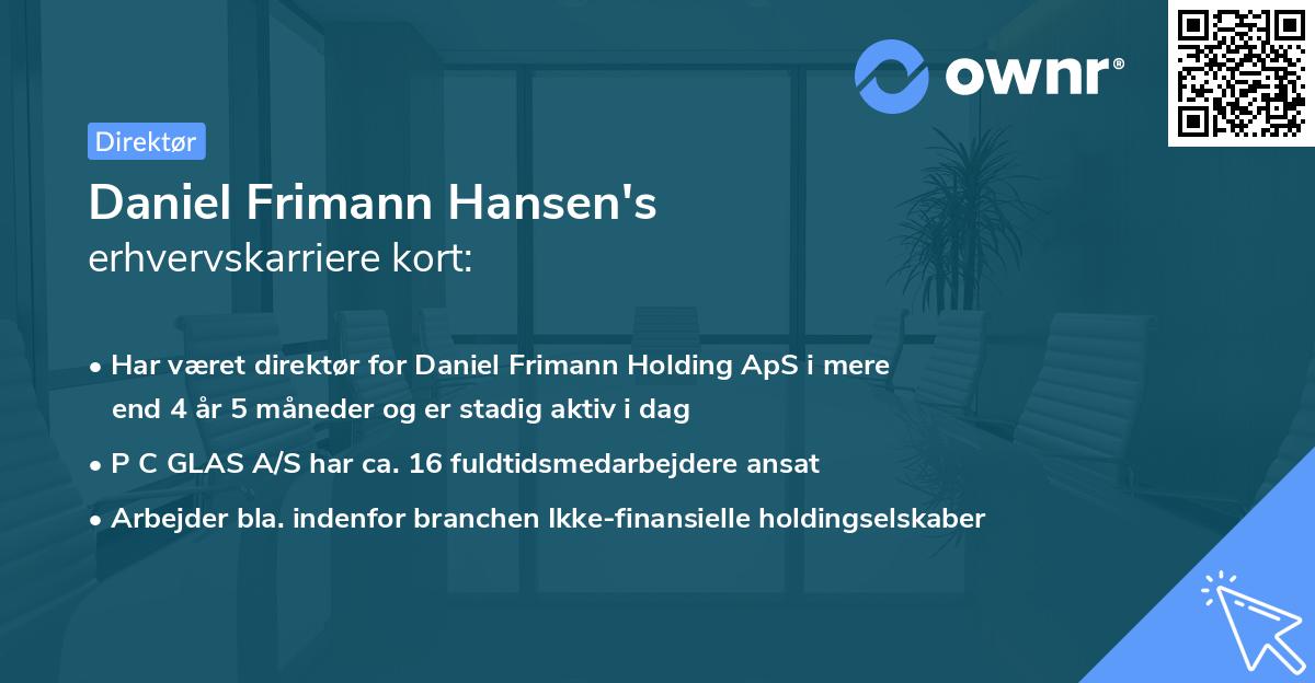 Daniel Frimann Hansen's erhvervskarriere kort