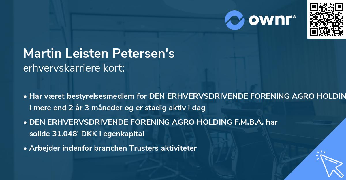 Martin Leisten Petersen's erhvervskarriere kort