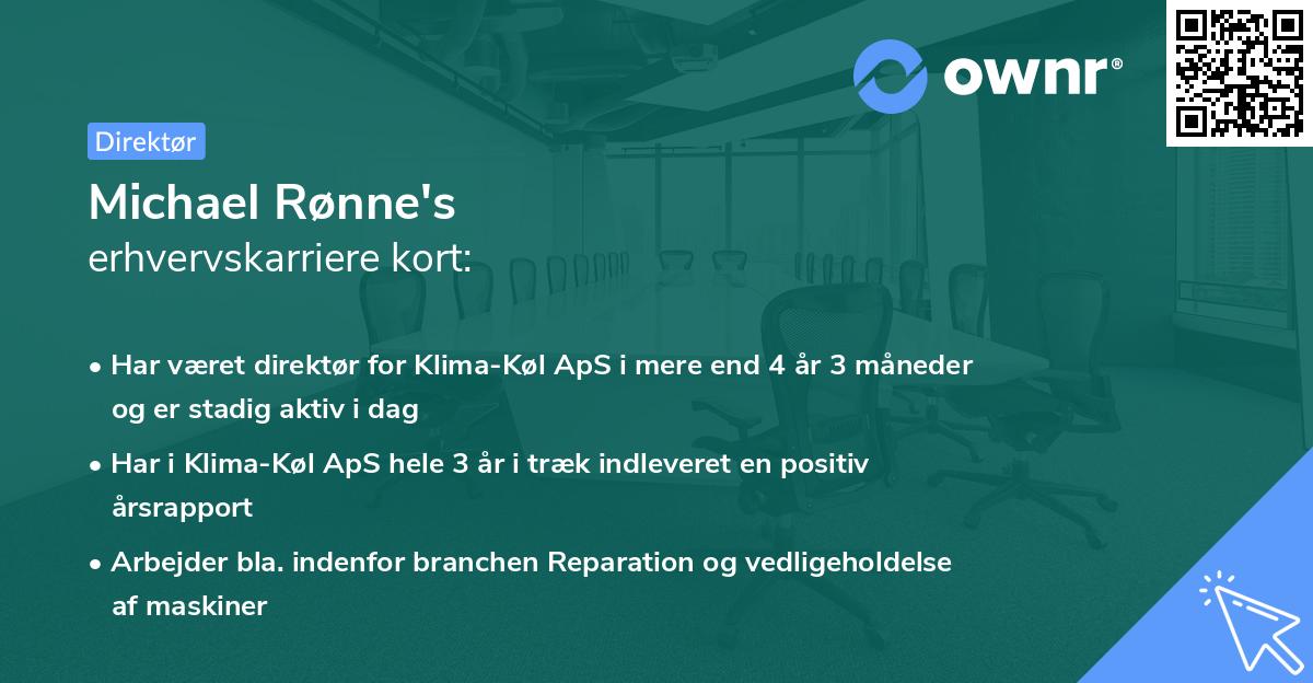 Michael Rønne's erhvervskarriere kort