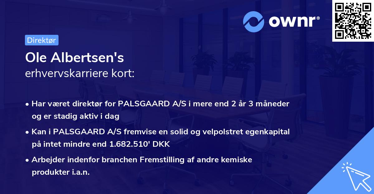 Ole Albertsen's erhvervskarriere kort