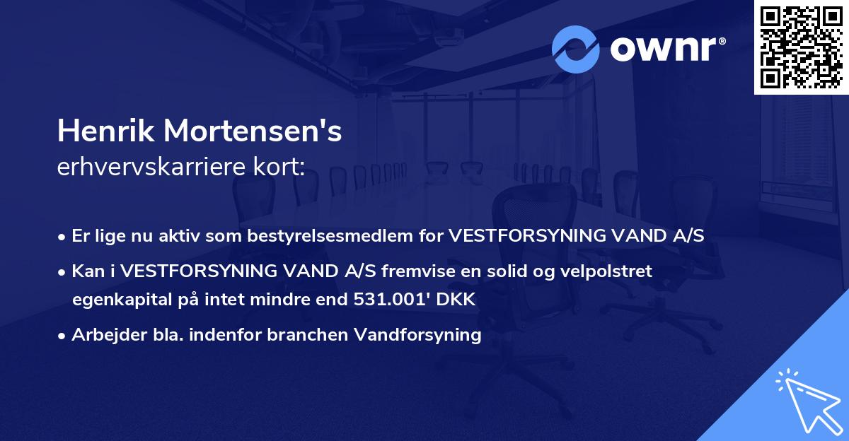 Henrik Mortensen's erhvervskarriere kort
