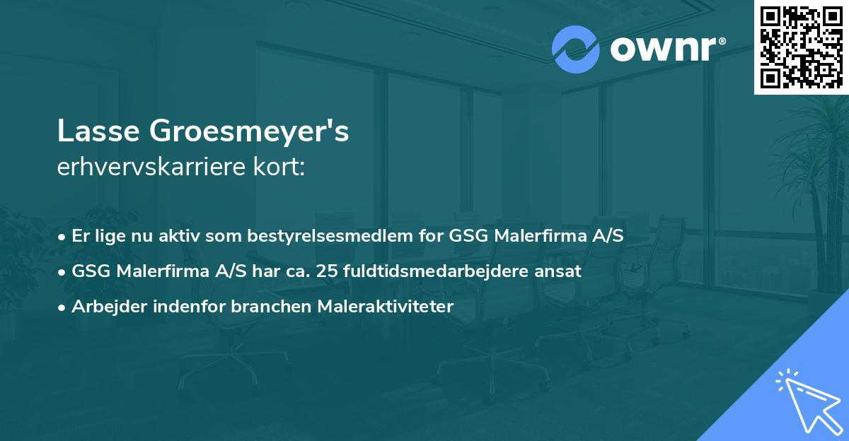 Lasse Groesmeyer's erhvervskarriere kort