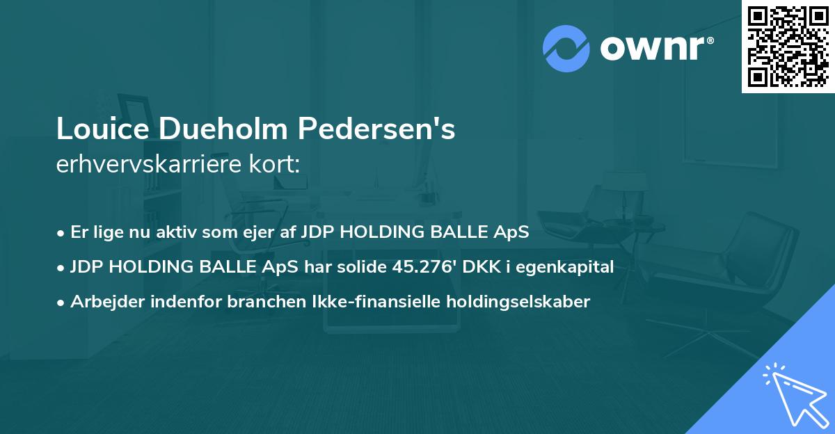Louice Dueholm Pedersen's erhvervskarriere kort