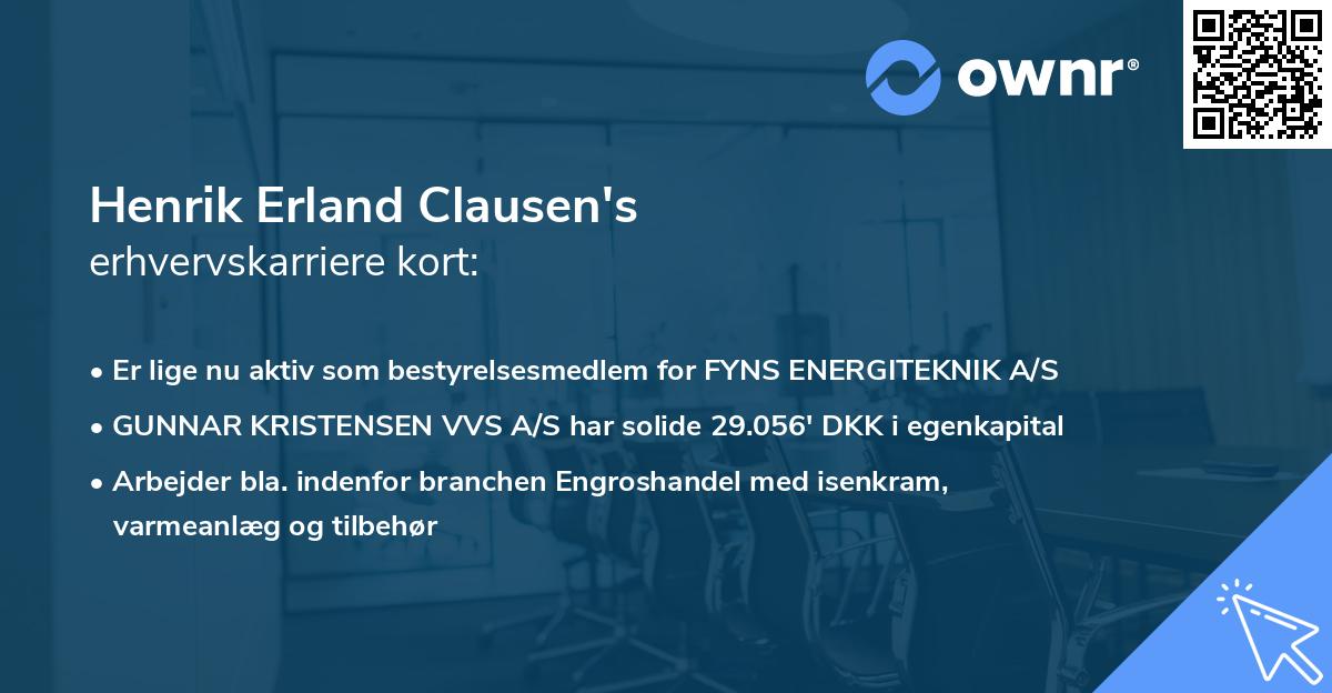 Henrik Erland Clausen's erhvervskarriere kort