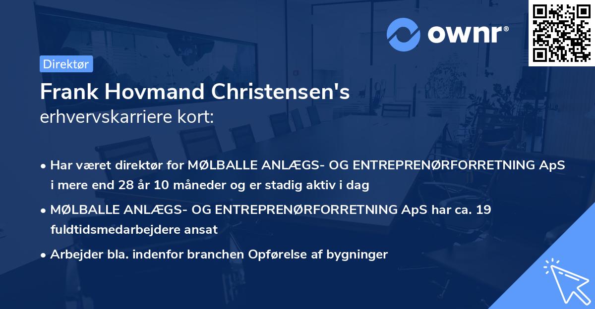 Frank Hovmand Christensen's erhvervskarriere kort