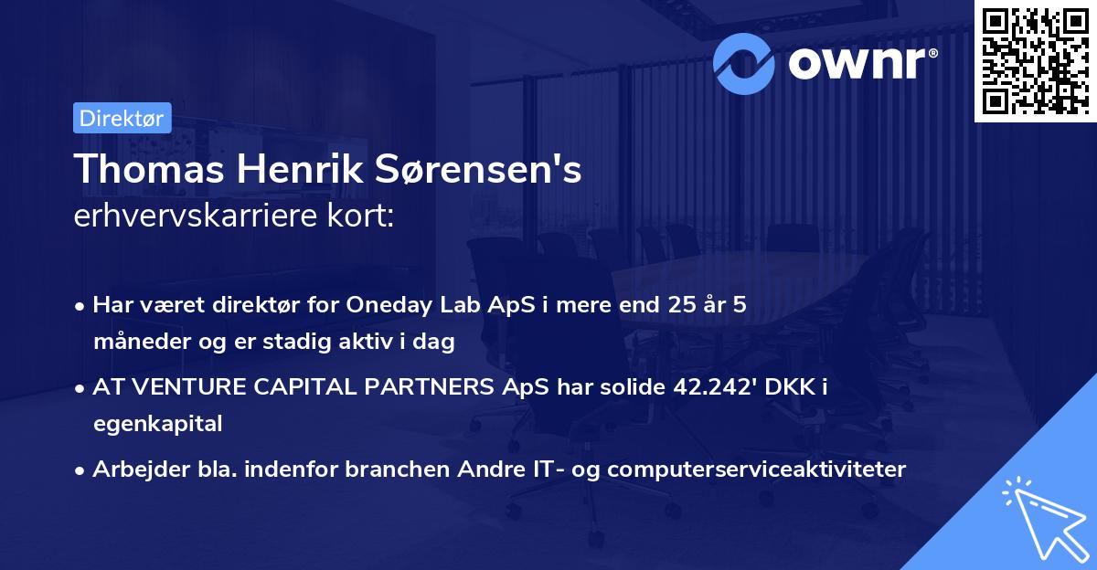 Thomas Henrik Sørensen's erhvervskarriere kort