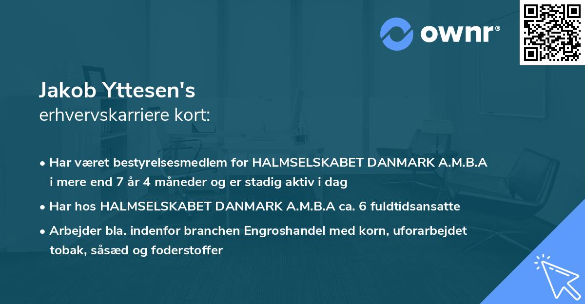 Jakob Yttesen's erhvervskarriere kort