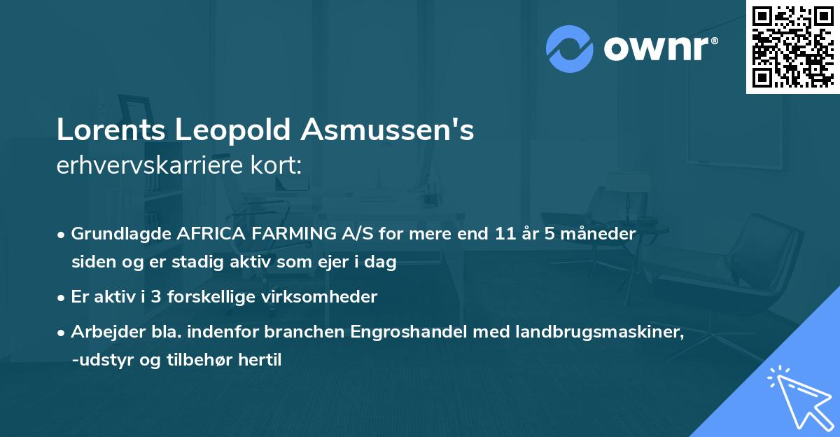 Lorents Leopold Asmussen's erhvervskarriere kort