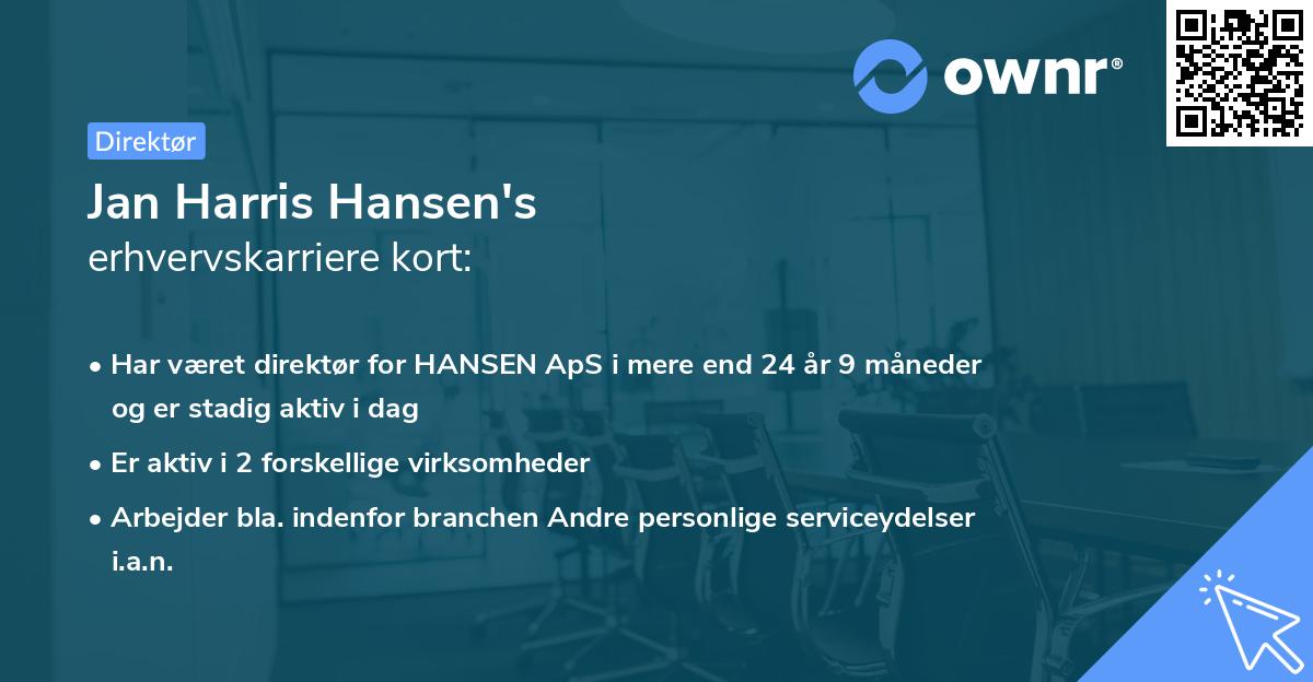 Jan Harris Hansen's erhvervskarriere kort