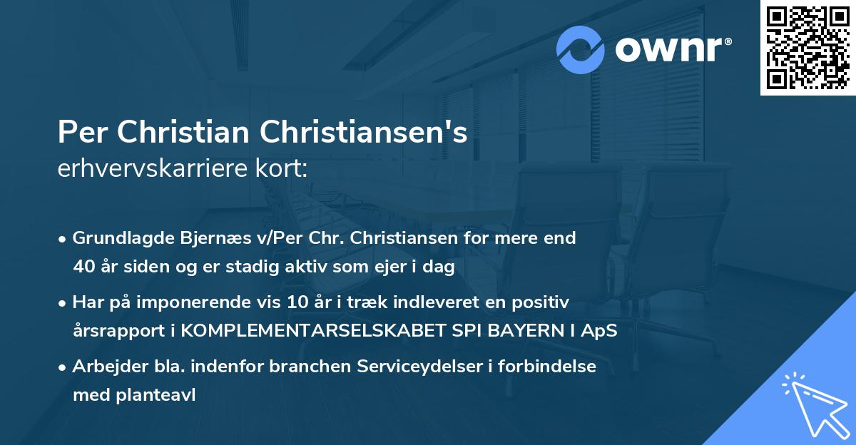 Per Christian Christiansen's erhvervskarriere kort