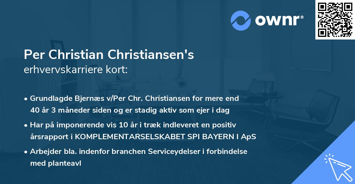 Per Christian Christiansen's erhvervskarriere kort