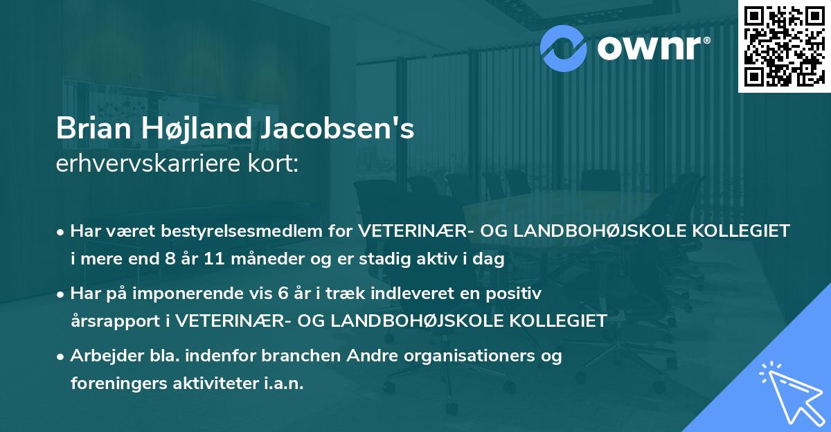 Brian Højland Jacobsen's erhvervskarriere kort