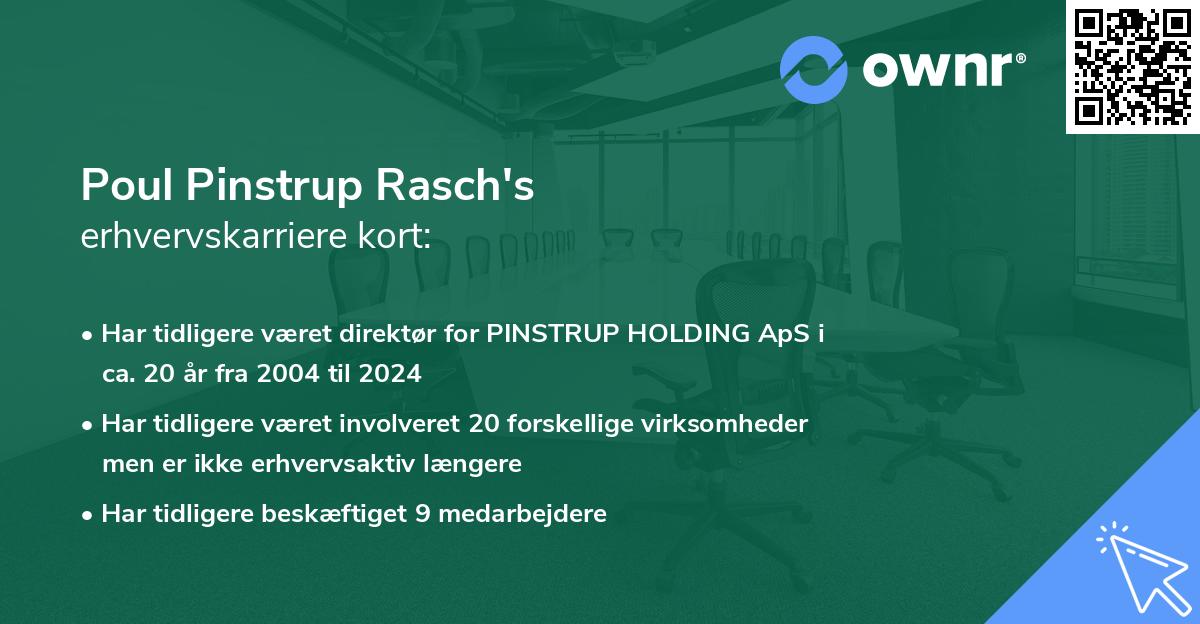 Poul Pinstrup Rasch's erhvervskarriere kort