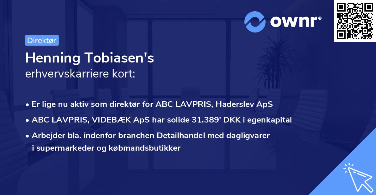 Henning Tobiasen's erhvervskarriere kort