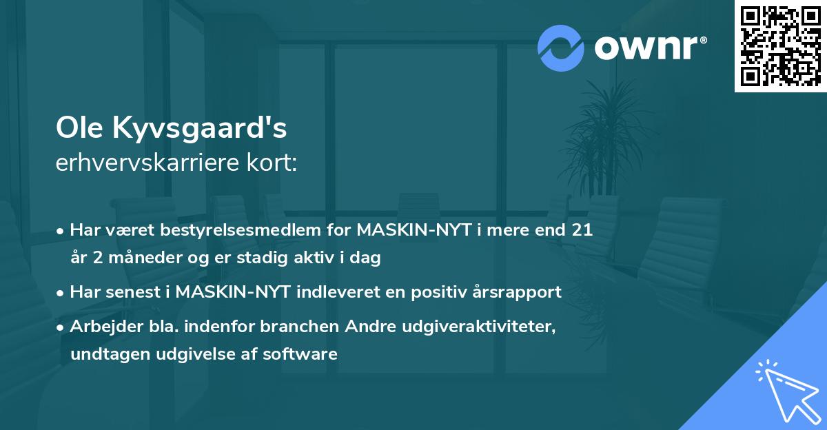 Ole Kyvsgaard's erhvervskarriere kort