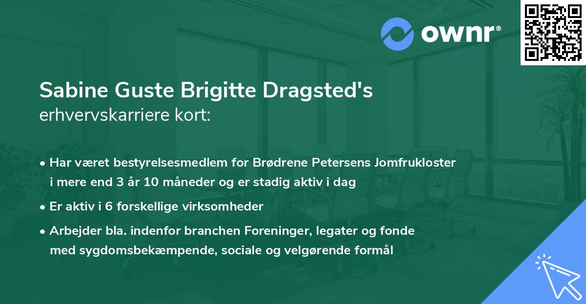 Sabine Guste Brigitte Dragsted's erhvervskarriere kort