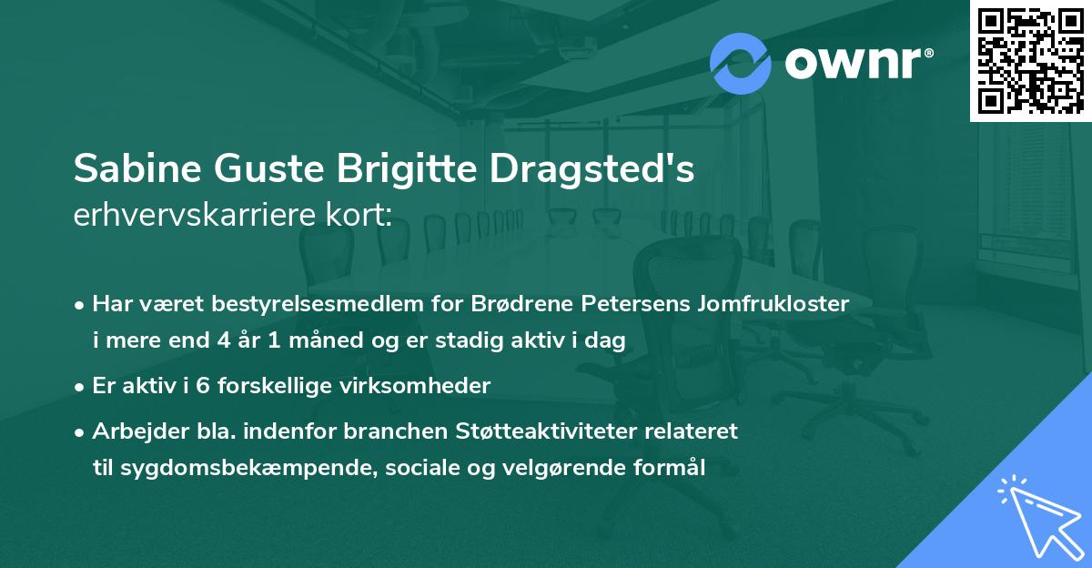 Sabine Guste Brigitte Dragsted's erhvervskarriere kort