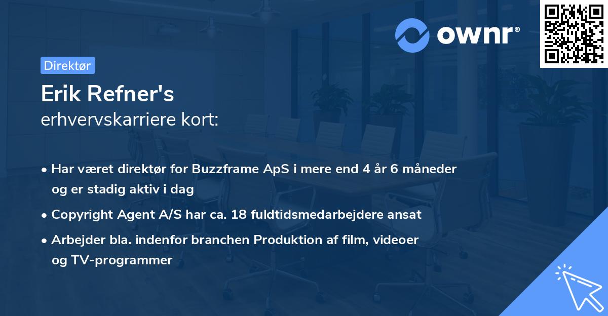 Erik Refner's erhvervskarriere kort
