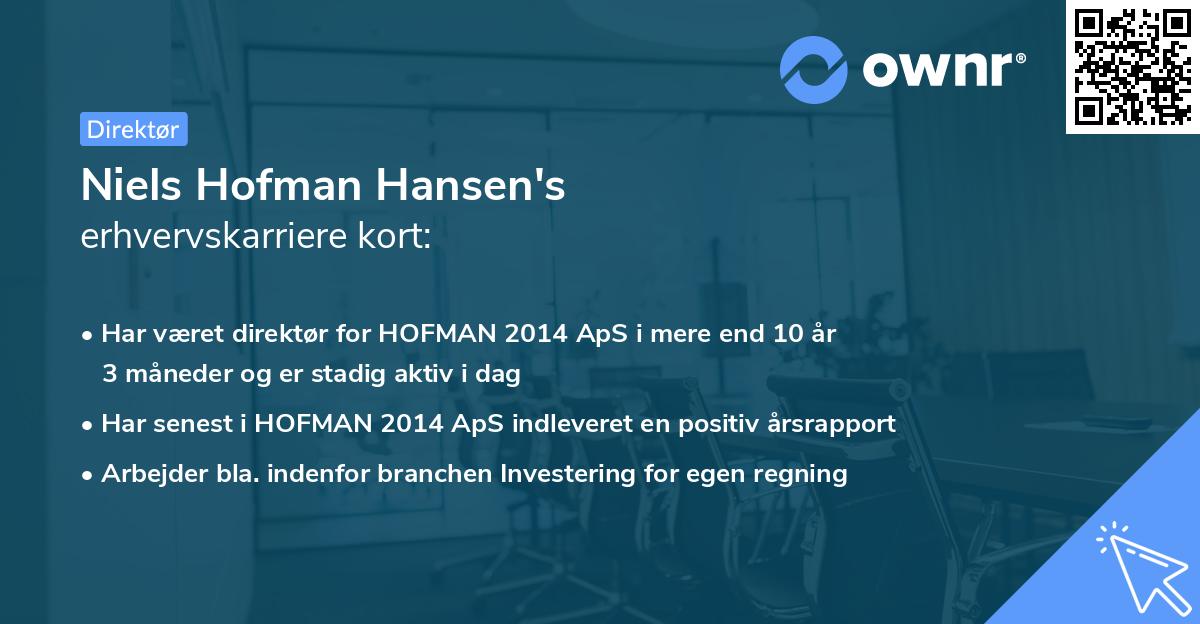 Niels Hofman Hansen's erhvervskarriere kort