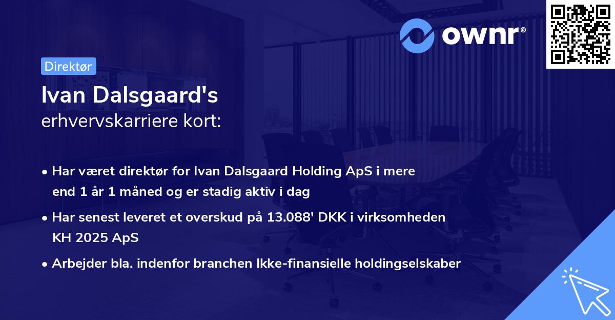 Ivan Dalsgaard's erhvervskarriere kort