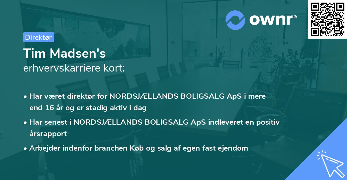 Tim Madsen's erhvervskarriere kort