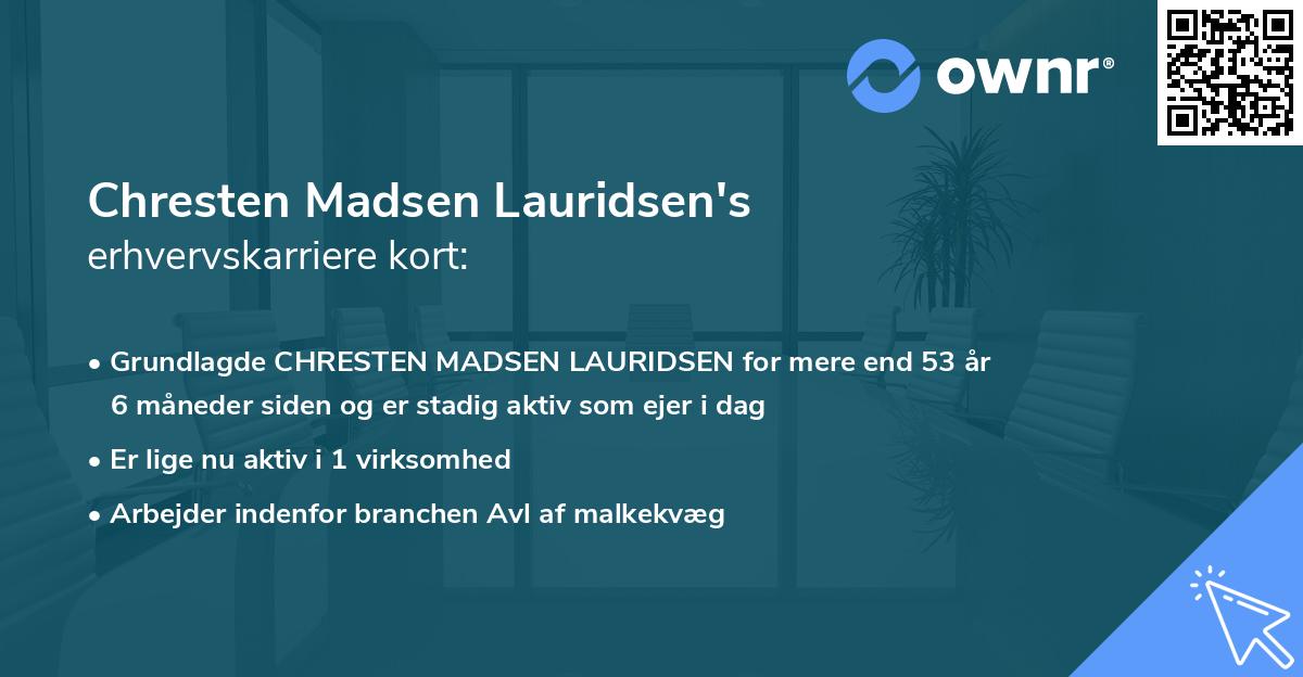 Chresten Madsen Lauridsen's erhvervskarriere kort