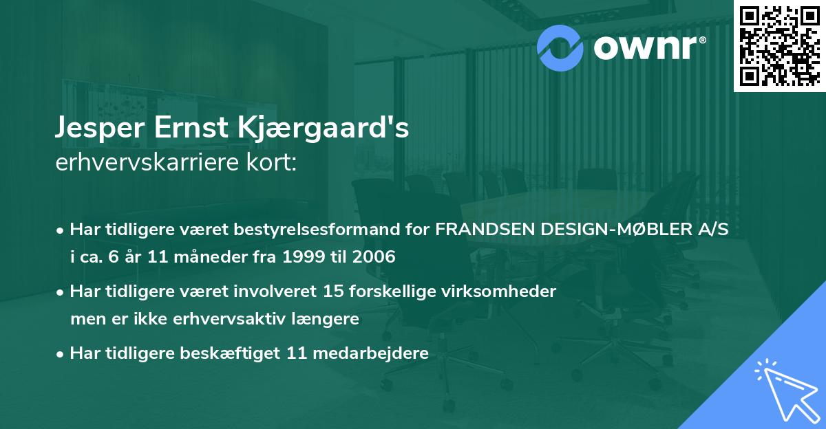 Jesper Ernst Kjærgaard's erhvervskarriere kort