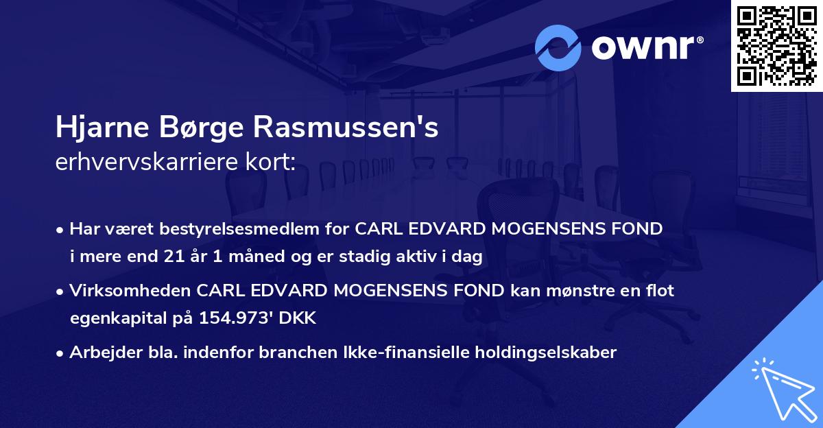 Hjarne Børge Rasmussen's erhvervskarriere kort