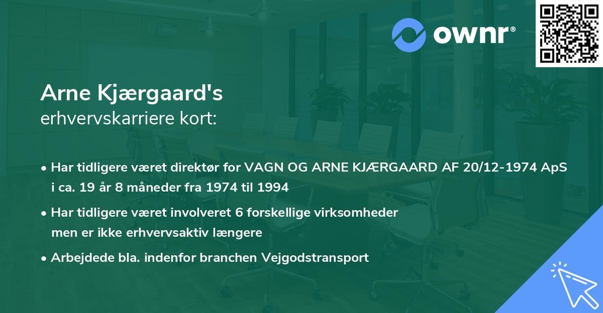 Arne Kjærgaard's erhvervskarriere kort