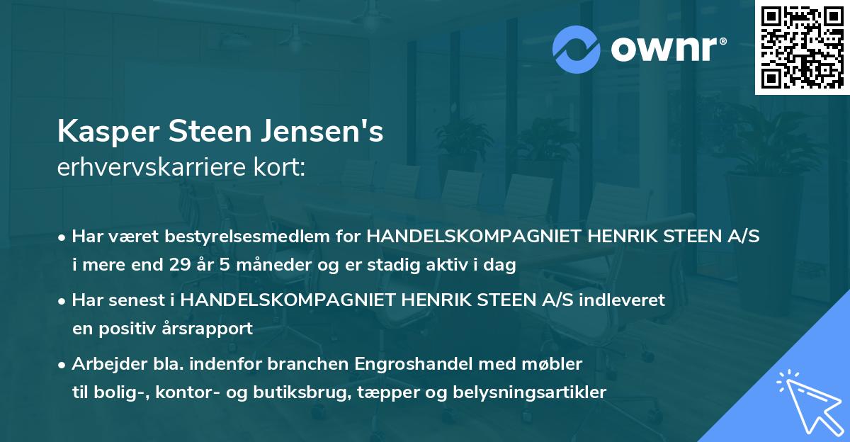 Kasper Steen Jensen's erhvervskarriere kort