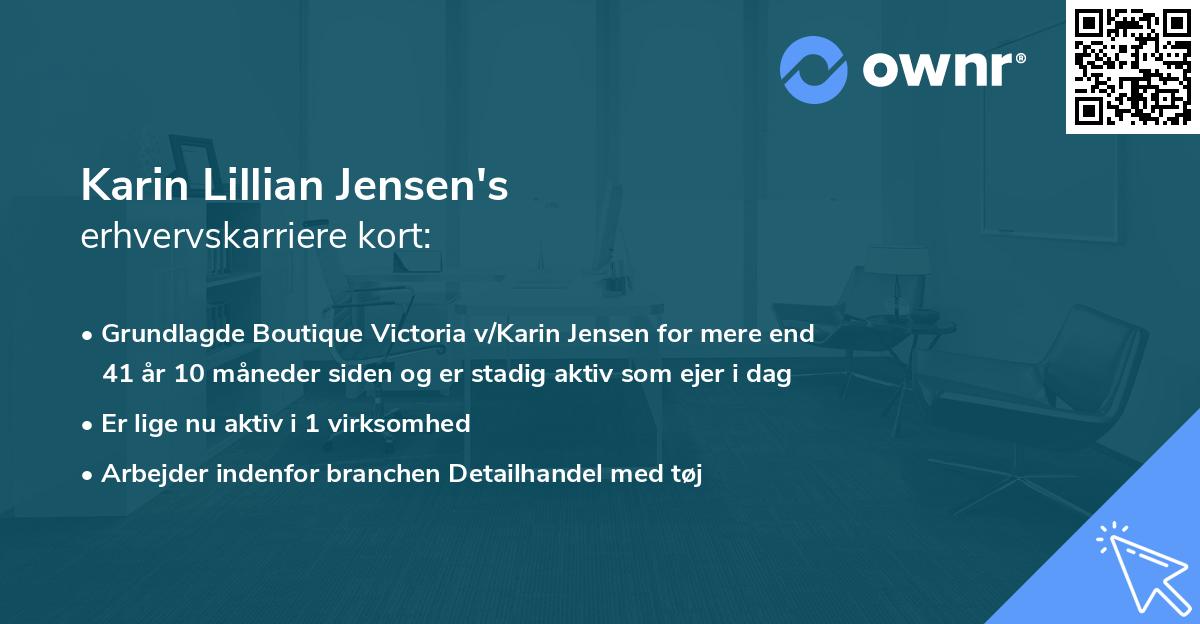 Karin Lillian Jensen's erhvervskarriere kort