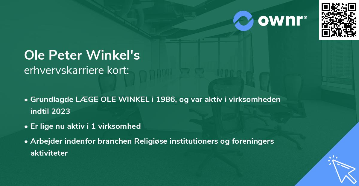 Ole Peter Winkel's erhvervskarriere kort