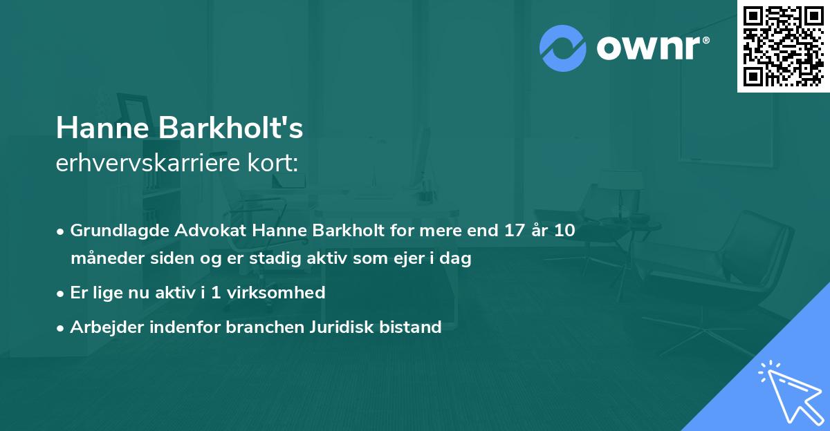 Hanne Barkholt's erhvervskarriere kort