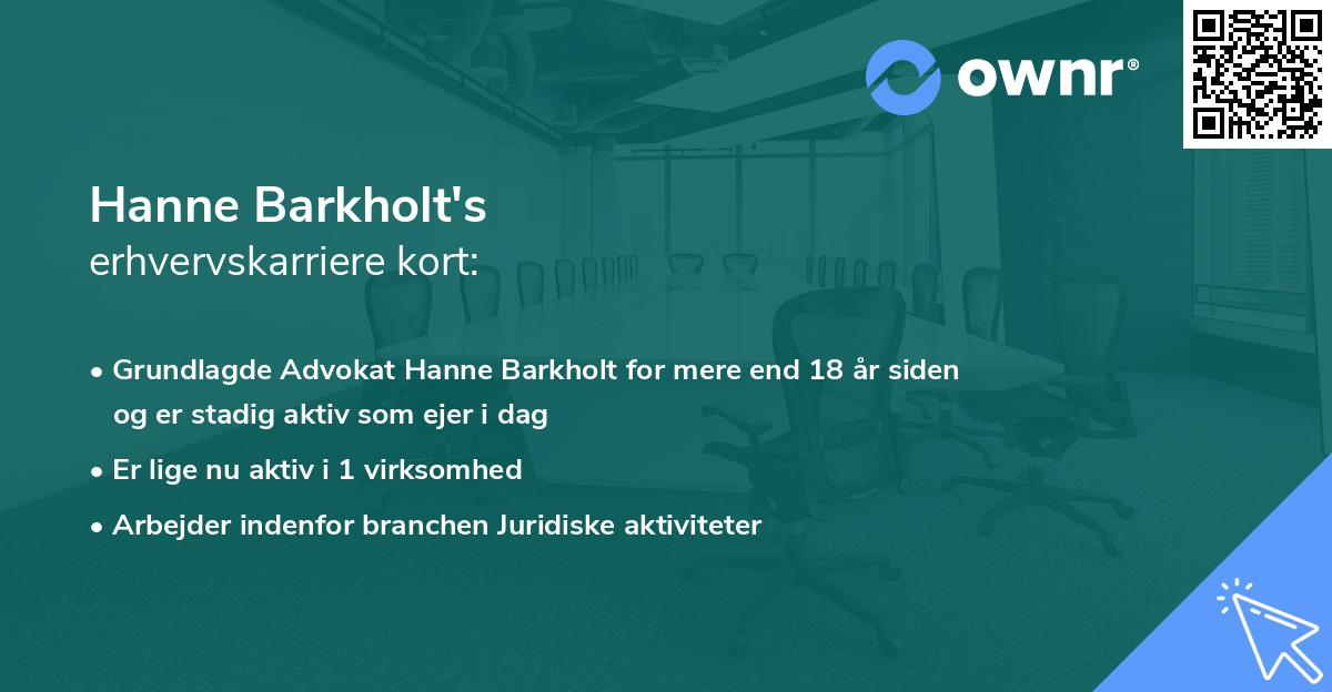 Hanne Barkholt's erhvervskarriere kort