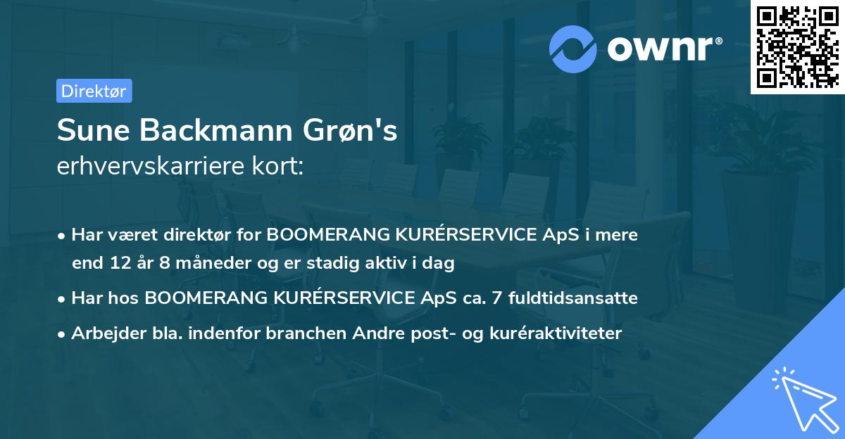 Sune Backmann Grøn's erhvervskarriere kort