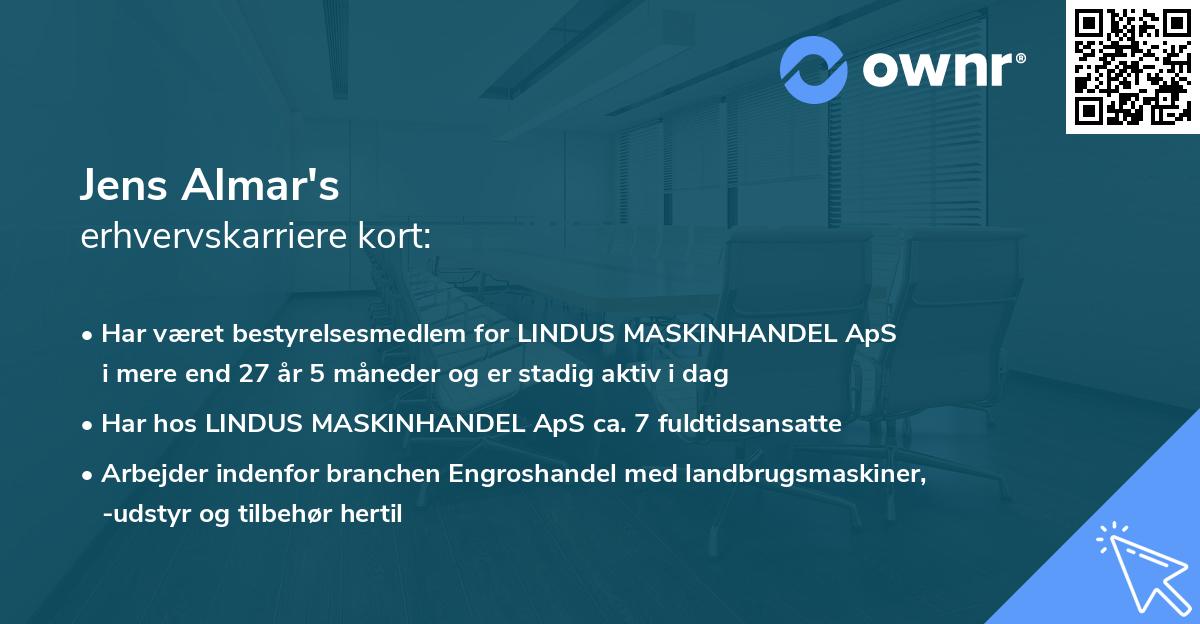 Jens Almar's erhvervskarriere kort