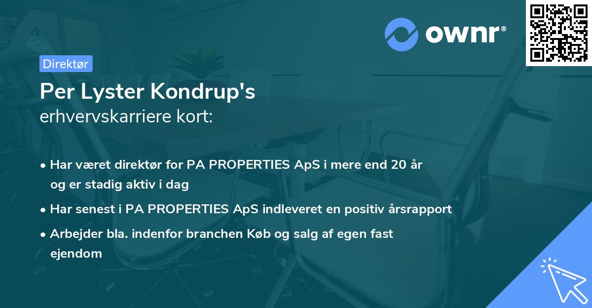 Per Lyster Kondrup's erhvervskarriere kort