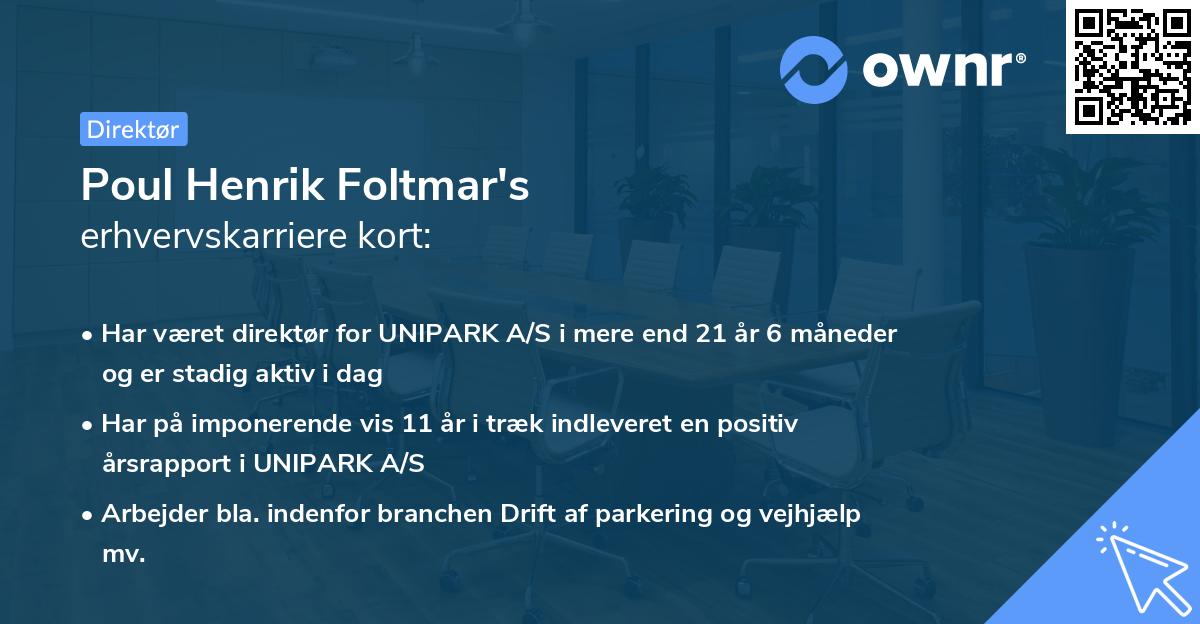 Poul Henrik Foltmar's erhvervskarriere kort