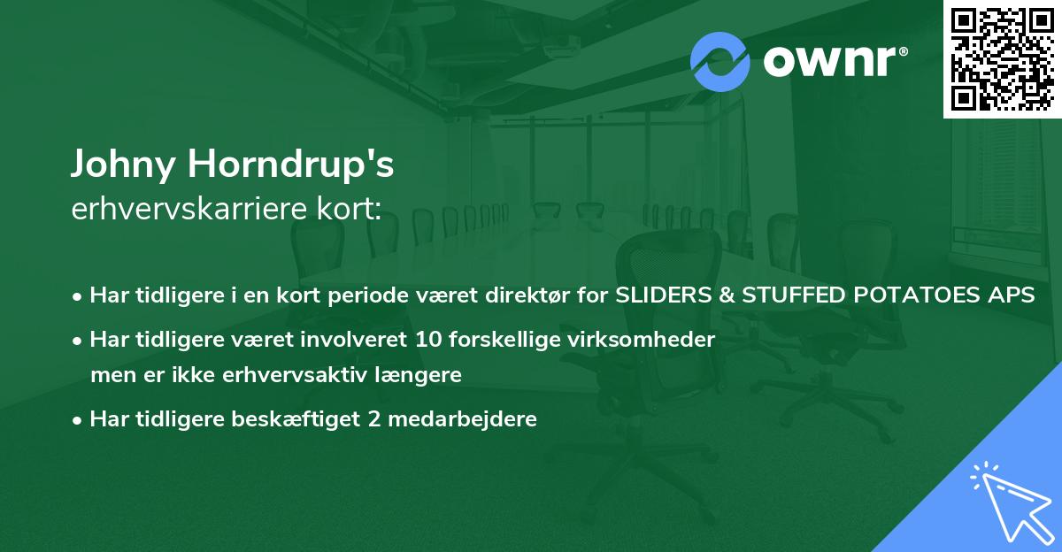 Johny Horndrup's erhvervskarriere kort