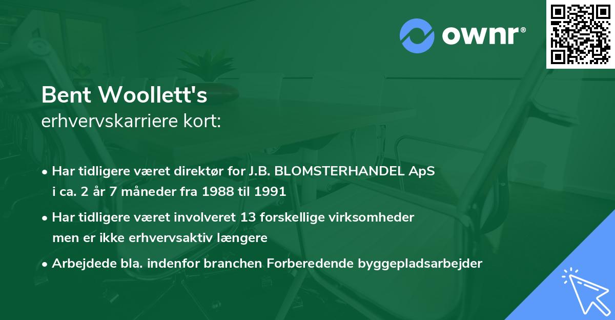 Bent Woollett's erhvervskarriere kort