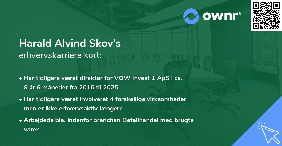 Harald Alvind Skov's erhvervskarriere kort