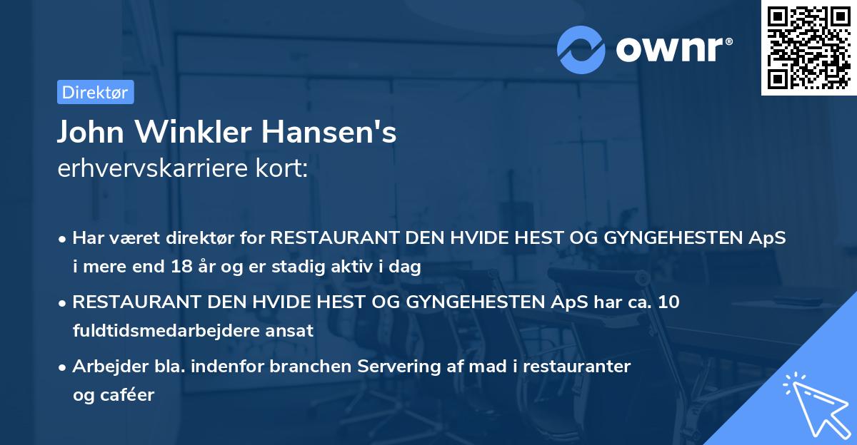 John Winkler Hansen's erhvervskarriere kort