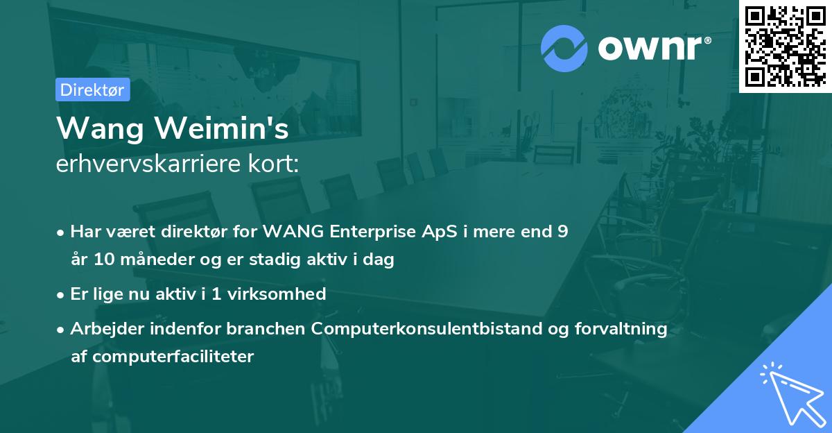 Wang Weimin's erhvervskarriere kort
