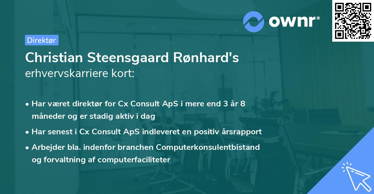 Christian Steensgaard Rønhard's erhvervskarriere kort