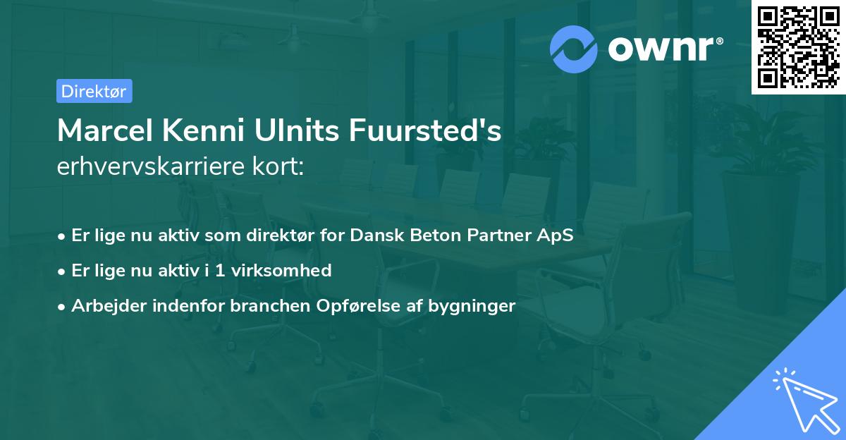 Marcel Kenni Ulnits Fuursted's erhvervskarriere kort