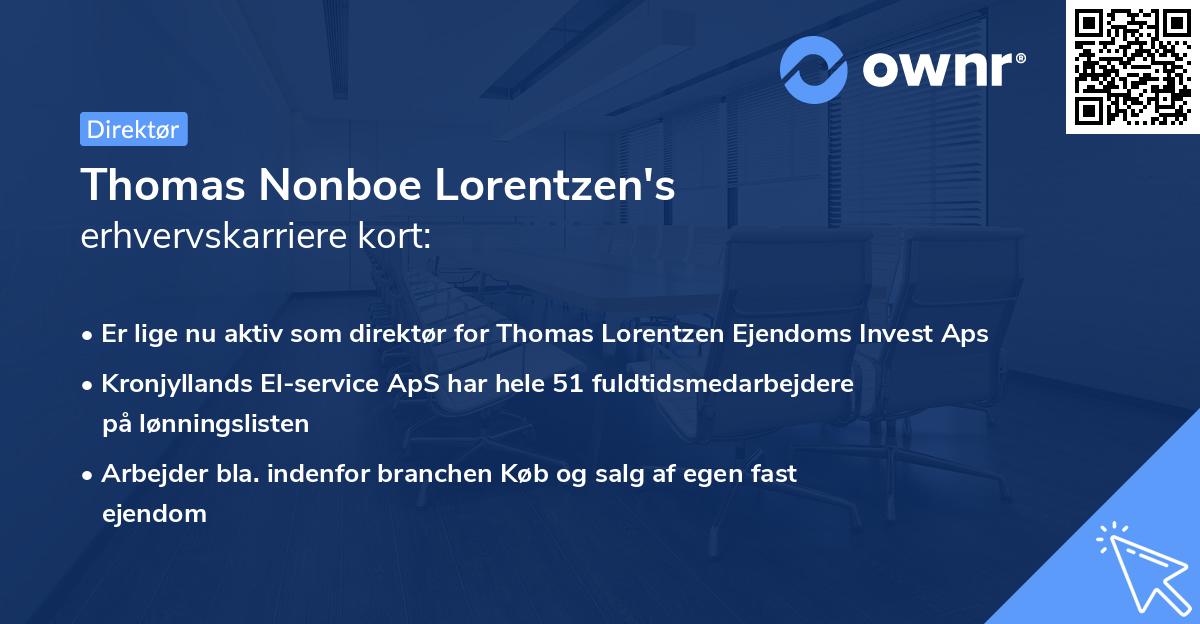 Thomas Nonboe Lorentzen's erhvervskarriere kort