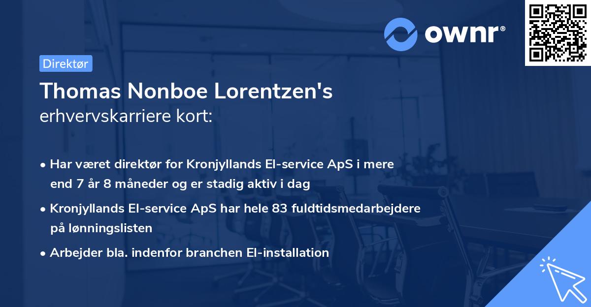 Thomas Nonboe Lorentzen's erhvervskarriere kort